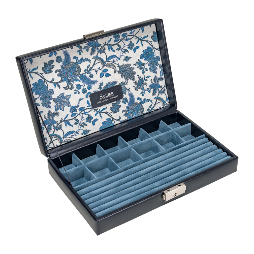 Ring- und Sammleretui florage / navy (Leder)