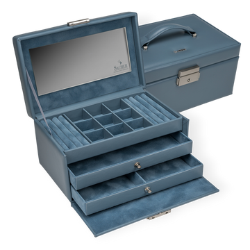 Caixa para jóias Elly pastel / azul claro (pele)