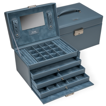 Caixa para jóias Lena pastel / azul claro (pele)