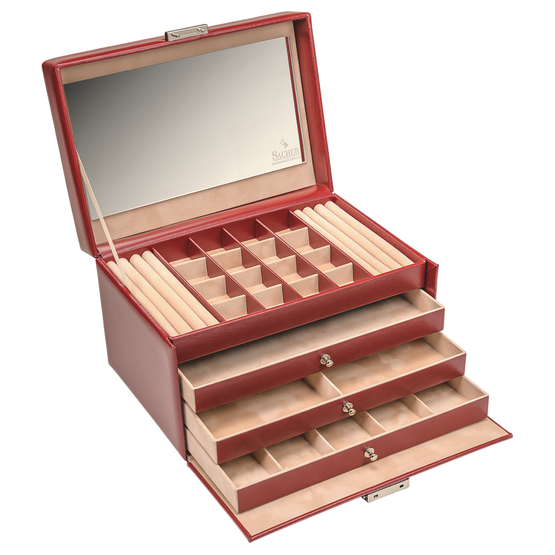 Caixa para jóias Lena amadora / vermelho (pele)