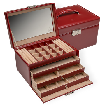 Caixa para jóias Lena amadora / vermelho (pele)
