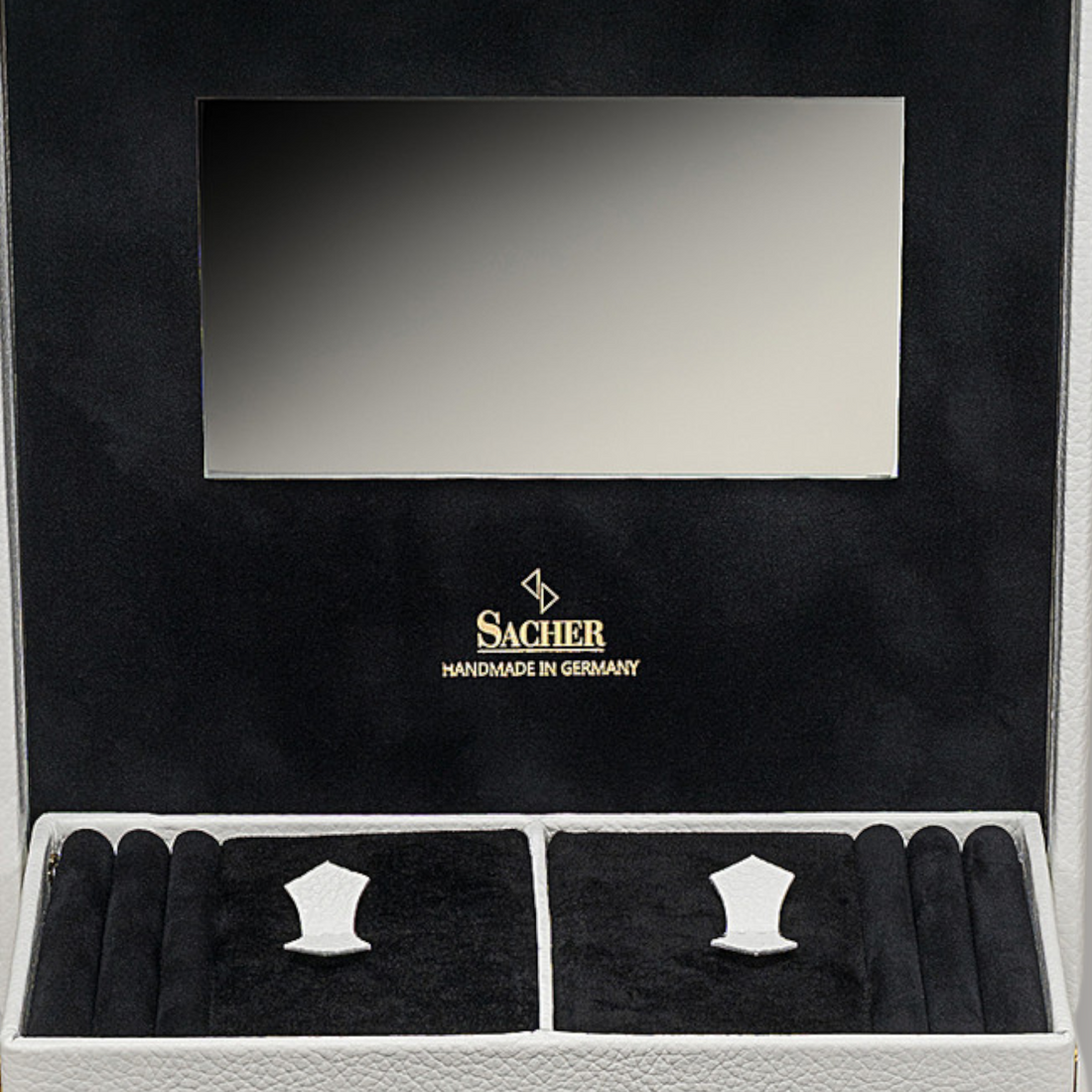 Schmuckkasten Lisa granello / weiß (Vollrindleder)