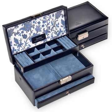 Caixa para jóias Helen florage / azul marinho (pele)