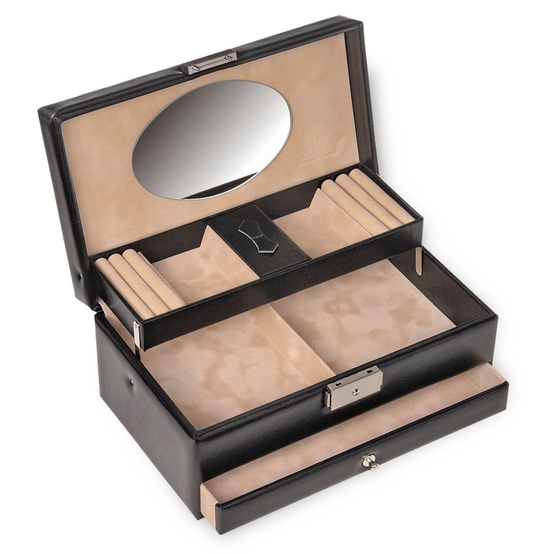 Caixa para jóias Hanna new classic / preto (pele)