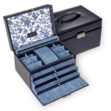 Caixa para jóias Jasmin florage / azul marinho (pele)