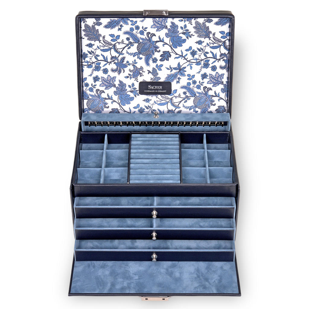 Jewelry box Jasmin florage / navy (leather)